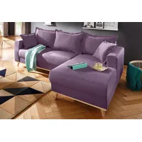 Ecksofa HOME AFFAIRE "Edina L-Form" Sofas Gr. B/H/T: 228cm x 83cm x 151cm, Baumwollmix, Ottomane rechts, lila (aubergine) auch in Baumwollmix-Bezug, im skandinavischem Stol