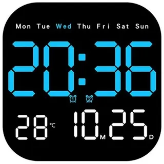 BlingBin Wanduhr Digitale Wanduhr LED Wanduhr Fernbedienung Timing Countdown (Wanduhr mit Temperatur, Datum, Wochenanzeige, Wandhalterung) schwarz