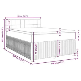 vidaXL Boxspringbett mit Matratze Creme 140x200 cm Stoff