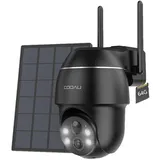 COOAU Überwachungskamera 2K Überwachungskamera Aussen Akku Kabellos mit 64G Speicher Karte (Aussen, Außenbereich, außen, 355°/90° Schwenkbar WLAN IP Kamera Outdoor mit Nachtsicht in Farbe, Personen-/Bewegungserkennung, IP66, Cloud-Speicher, Works with Alexa, Audio- und Lichtalarm H.265-Videokomprimierung 4 Spotlight) schwarz