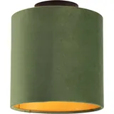 QAZQA Deckenleuchte mit Samtschirm grün/gold 20 cm - Combi schwarz