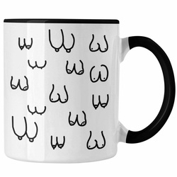 Trendation Tasse Trendation – Lustige Tasse mit Busen / Brüsten für Erwachsene als 18+ Geschenkidee Lustige Feminismus Kaffeetasse schwarz