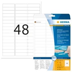 HERMA Ablösbare Etiketten 63,5 x 16,9 mm, 1.200 Etiketten, weiß, matt, haftend
