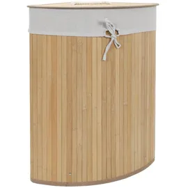 nuxio Eckwäschekorb mit Deckel ARCO, Bambus, 60 l