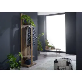 Massivmoebel24 Wandgarderobe Sheesham 55 x 200 x 35 cm Grau