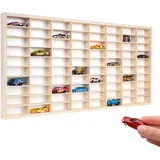 Creative Deco Setzkasten Holz Sammlervitrine für Autos - 80 verstellbare Fächer | Horizontales Wandregal für Miniaturen | Schaukasten Vitrine Hängend Sammelbox Sammelvitrine 78,8 x 40 x 4,5 cm