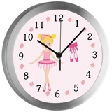 CreaDesign Funkwanduhr Funkuhr, Kinder Wanduhr, Kinderuhr, Kinderzimmer Ballerina (geräuscharmes Uhrwerk) rosa