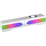 Mars Gaming MSDUOW, Soundbar + Gaming Lautsprecher 2.0, RGB Mesh, Bluetooth 5.0 und Jack, DSP Sound 15W, Weiß