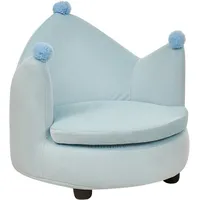 Beliani Kindersessel hellblau Kronenform mit Bommeln Polstersessel rund modern VEGA