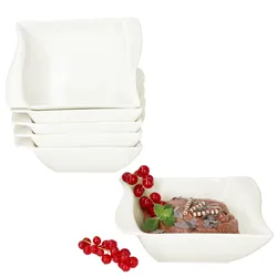 6x Ivory Müslischale rechteckig 250ml Porzellan 6 Personen Salat elfenbeinweiß