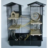 Super Hamsterkäfig, Nagerkäfig, Käfig CH2 in schwarz/beige Gratis Futternapf