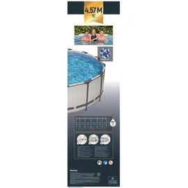 BESTWAY Steel Pro Max Frame Pool Set 457 x 122 cm lichtgrau inkl. Filterpumpe