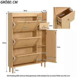 stilvora Schuhschrank 90x17x125 cm Natur