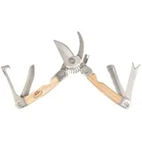 Esschert Design RFS Garten-Multitool aus Edelstahl, Eschenholz und Leder, 7,4 x 2,3 x 14,9 cm