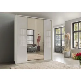 Wiemann Kleiderschrank WIEMANN "Kansas", beige (champagner, champagnerglas und spiegel), B:200cm, Schränke, Kleiderschrank Drehtürenschrank, mit Spiegel und Glas