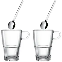 Leonardo SENSO 4-teiliges Set Latte Macchiato Tasse/Löffel 230ml
