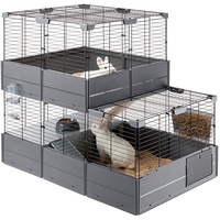 Ferplast Zweistöckiger modularer Käfig für Kaninchen Meerschweinchen MULTIPLA Double, Hasenkäfig, mit Zubehör