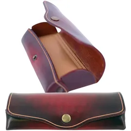 Mika Brillenetui klein Sattelleder 15x6x3cm rot
