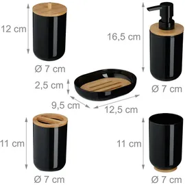Relaxdays Badezimmer Set Badaccessoire-Set Schwarz/Natur