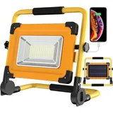100 w Solar wiederaufladbarer LED-Baustrahler, 120 LED-Arbeitslicht, 12000 mAh wasserdichter Akku, USB-Powerbank für Autoreparatur, Garage, Camping