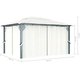 vidaXL Pavillon mit Vorhängen 400 x 300 cm Creme Aluminium