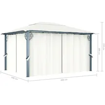vidaXL Pavillon mit Vorhängen 400 x 300 cm Creme Aluminium