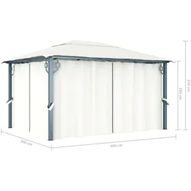 vidaXL Pavillon mit Vorhängen 400 x 300 cm Creme Aluminium