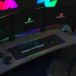 Titanwolf RGB Gaming Mauspad, Mousepad XL 800 x 300mm, verbessert Präzision & Geschwindigkeit, schwarz