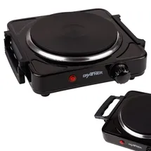 Grafner Kochplatte mit klappbaren Griffen, 1000 Watt, 1 Massekochfeld mit 1x Ø 155 mm, stufenlose Temperatureinstellung, Farbe nach Wunsch: schwarz oder weiß, Kochfeld Herdplatte Campingkocher