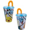 Kindergeschirr-Set Trink-Becher mit Getränkehalm Pokémon 430 ml Kunststoff Tasse, Kunststoff bunt