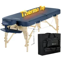 MASTER MASSAGE EQUIPMENT Massage 71cm Phoenix Mobil Klappbar Massageliege ThermaTop Integriert Heizsystem Massagebett Massagebank Kosmetikliege Holz und Tragetische-Königsblau, Mittel