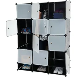 Mendler Regalsystem Sydney T306, Steckregal Garderobe Kleiderschrank, 8 Boxen je 37x37x47cm schwarz