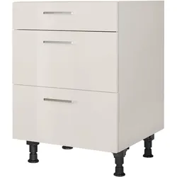 Kochfeldumbauschrank NOBILIA ""Flash", vormontiert, mit Schubkasten und Auszügen", grau (front: lacklaminat seidengrau hochglanz, korpus: seidengrau), B:60cm H:87cm T:58,3cm, Schränke, in den Breiten 60 und 90 cm