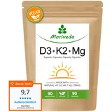 Vegane Vitamin D3 + K2 + Magnesium Kapseln - bis 90 Wochen Depot - 7000 I.E D3 + 200 mcg K2 MK7-90 Kapseln von MoriVeda