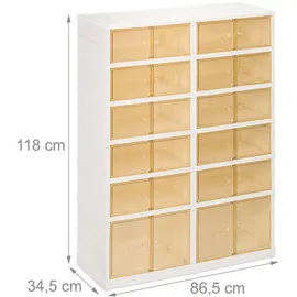 Relaxdays Faltbarer Schuhschrank 86,5 x 118 x 34,5 cm für 24 Paar rollbar / weiß-braun
