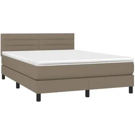 vidaXL Boxspringbett mit Matratze & LED Taupe 140x200 cm Stoff