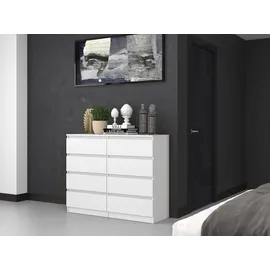 Top e shop Topeshop M8 120 BIEL, Weiß, 8 Schublade(n), Partikelbord, Einfarbig, Modern, Partikelbord - Weiß
