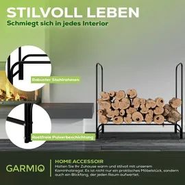 garmio Kaminholzregal Metall Holzunterstand Abdeckung Stapelhilfe 130x30x117cm