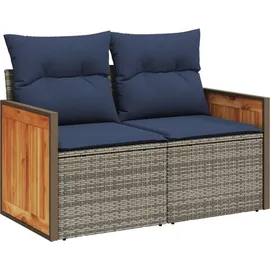 vidaXL 5-teiliges Gartensofa-Set mit Kissen, grau, Polyrattan - Grau