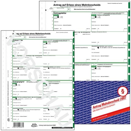 Formularvordruck »Antrag auf Mahnbescheid«, Avery Zweckform, 21x29.7 cm
