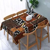 Tischdecke Abwaschbar Afrika Outdoor Rechteckig 100x140 cm 3D Tischdecken Traditionelles Retro-Muster, Tischtuch Ornamente Polyester Gartentischdecke 140x100 Tischwäsche Wetterfest a-4103