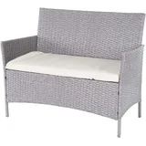 Mendler Poly-Rattan Gartenbank Halden, Sitzbank Bank - grau, Kissen Creme