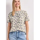 STREET ONE Sommershirt Ausbrenner-Look Leo-Print Beige 36