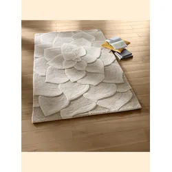 Teppich HEINE HOME Gr. 8, beige (ecru), H:18mm Ø:180cm, Wolle, Wolle, Teppiche