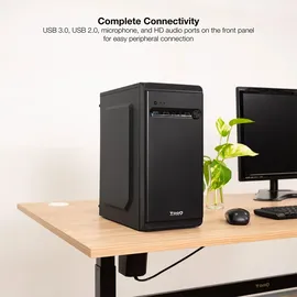 TooQ TQC-4702U3C-B – Micro-ATX/Mini-ITX Minitower-Gehäuse, 1xUSB 3.0, 2xUSB 2.0, HD Audio, Schwarz