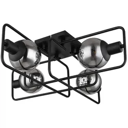 Deckenleuchte, Metallgestell, Glas Kugeln, rauch, L 61 cm