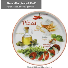 Mambocat 6er Set Pizzateller Napoli Pizzafoods rot 33cm Ø 04018#ZP2