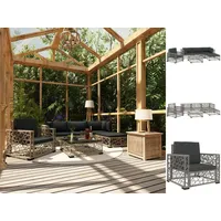 vidaXL Polyrattan Lounge-Set grau inkl. Auflagen 46811