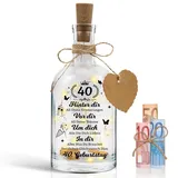 Wishstar 40. Geburtstag Geldgeschenke Frau Mann, Große LED Flaschenlicht, 17.5cm Geburtstage Beleuchtete Flasche, 40. Geburtstagsgeschenk Dekolicht für Geburtstag Hochzeit Weihnachten Geschenkideen