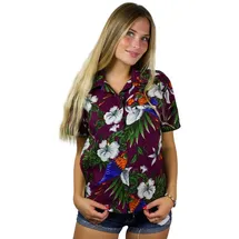 King Kameha Hawaiibluse Cherryparrot Rot XL